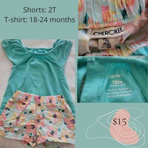 2-piece set, 18-24 mo (top), 2t (shorts)